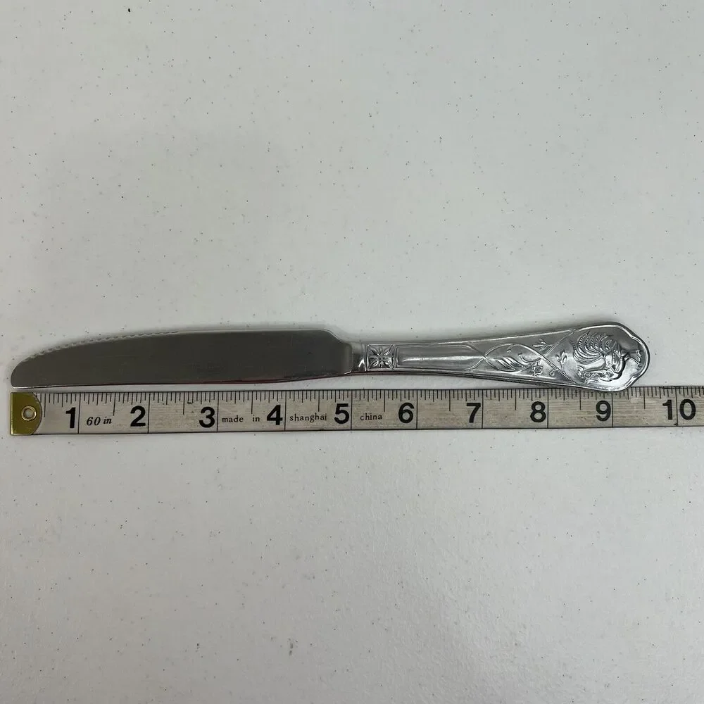 Cambridge Rooster 4 Butter Knives Stainless Flatware Frosted Handle Replacement‎